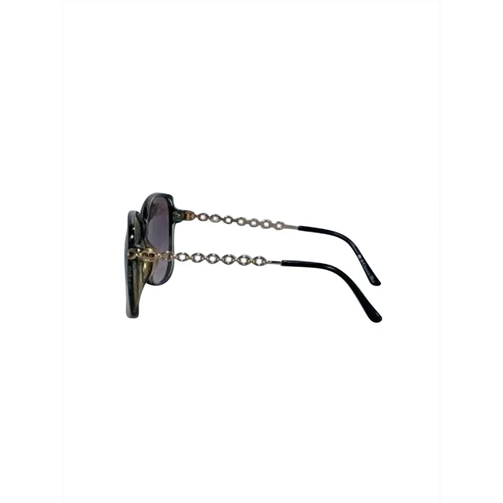 Christian Dior - Green Large Sunglasses w/Gold Chain Link Legs - Picture 3 of 4